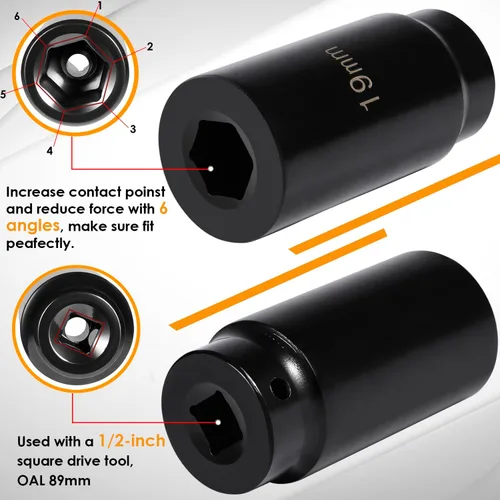 Vista 4 de Yoursme 0.748 in Armónico Equilibrador Socket 3,034.646 & 1.969 in Cigüeñal Polea Soporte de llave para motores Honda y Acura