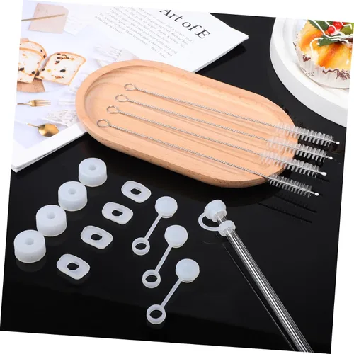 Vista 7 de 12Pcs Silicone Spill Stopper Set with Straw Covers and Cleaning Brushes Leakproof Design for Cup and Stoppers for Outdoor Activities