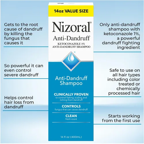 Vista 4 de Nizoral Champú anticaspa con 1% de ketoconazol, 14 onzas líquidas, aroma fresco, champú antifúngico