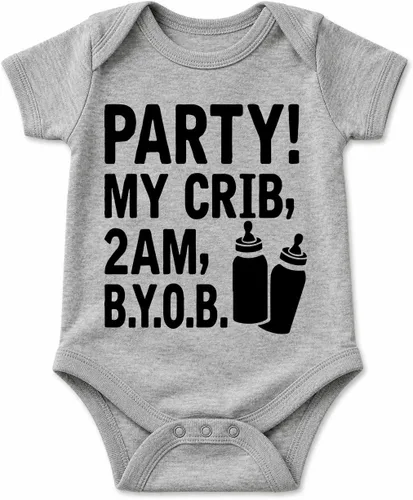 Vista 8 de Party! My Crib, 2 AM, B.Y.O.B. - Body divertido para bebé de cultura pop Negro