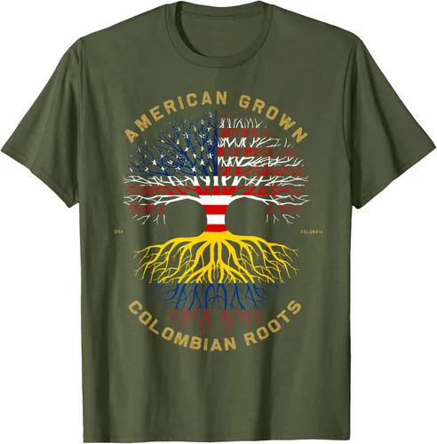 Vista 81 de Camiseta de regalo con la bandera de Estados Unidos con árbol de raíces colombianas