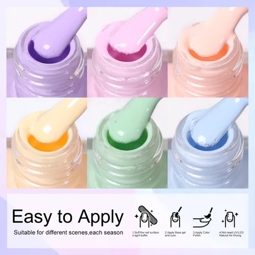 Vista 4 de DouborQ Juego de esmaltes de uñas de 6 colores, paquete de esmalte de uñas brillante para uñas, regalos para mujeres, barniz de arte de uñas