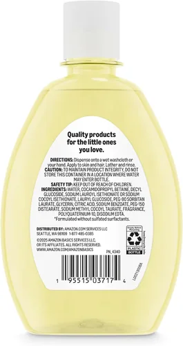 Vista 5 de Amazon Basics Jabón para cabello y cuerpo sin lágrimas para bebé, ligeramente perfumado, 13.6 onzas fluidas, paquete de 1
