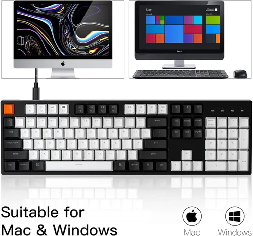 Vista 3 de Keychron C2 - Teclado mecánico de juegos con cable de 104 teclas para Mac con interruptor Gateron G Pro marrónretroiluminación LED blanca teclas ABS