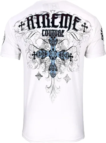 Vista 3 de Xtreme Couture por Aflicción Hombres Camiseta Classic Crest Biker MMA Gym S-4X $40 Blanco