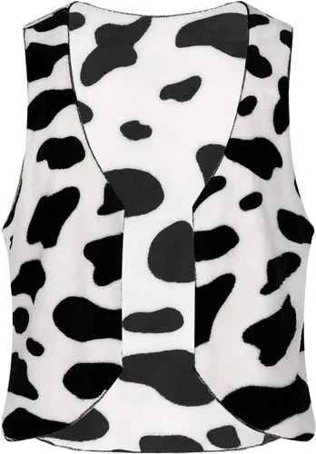 Vista 5 de TiaoBug Chaleco para hombre con estampado de vaca para adultos, disfraz de Halloween, franela, sin mangas, frente abierto, abrigos cortos