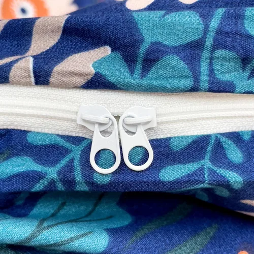 Vista 6 de LAMEJOR Juego de funda de edredón azul tamaño Queen con estampado floral bohemio, juego de ropa de cama suave de 3 piezas, 1 funda de edredón + 2