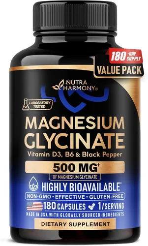 Vista 12 de Glicinato de magnesio 500 mg – Suplemento quelatado – Forma de alta absorción de magnesio – Apoyo para el sueño, la salud muscular y cardíaca