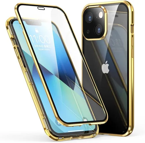 Vista 11 de Funda magnética para iPhone 13 Pro Max de 360 grados de cuerpo completo, lente de cámara integrada y protector de pantalla, color negro