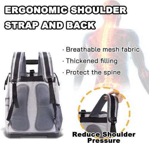 Vista 4 de Mochila de herramientas con compartimento para laptop Bolsas de herramientas resistentes con base moldeada impermeable, soporte trasero acolchado