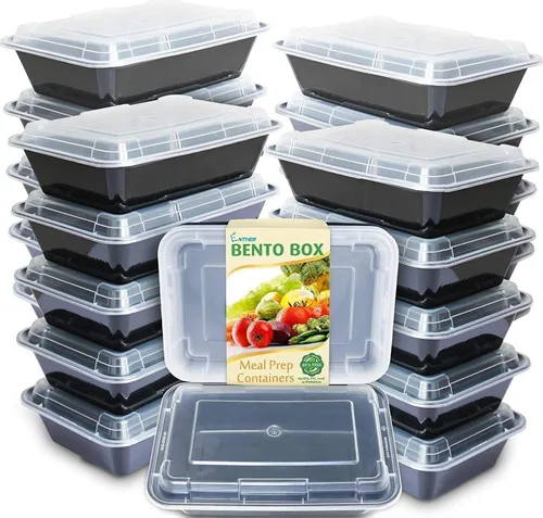 Vista 12 de Recipientes para comida preparada Enther 12 Pack 1 compartimento con tapa única, contenedores de almacenamiento de alimentos Bento, libres de BPA