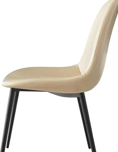 Vista 7 de Juego de 2 sillas de comedor con respaldo alto, sillas modernas de cocina y comedor de mediados de siglo, sillas tapizadas de piel sintética