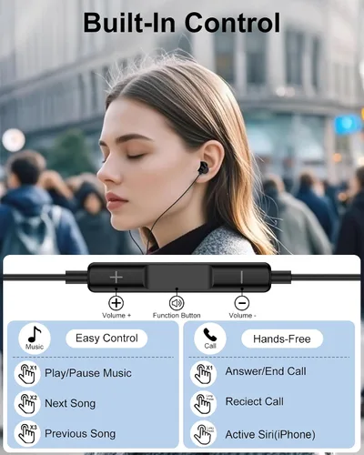 Vista 4 de Auriculares con cable, auriculares Jack de 0.138 in con cable, auriculares de Apple intrauditivos con micrófono Noise Cancelling Corded for 3.5mm