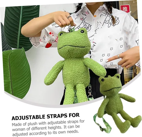 Vista 7 de SHERCHPRY mochila linda mochila 'mochilas lindo bolso de forma de rana bolsa de hombro de rana de felpa bolsa de mochila de felpa Bolsos de hombro