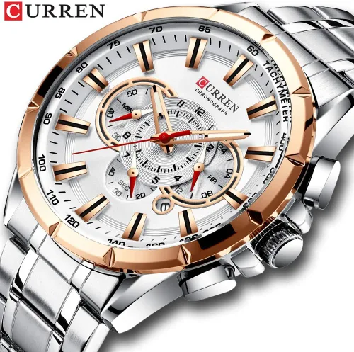 Vista 2 de Causal Sport Cronógrafo Reloj de pulsera de acero inoxidable con esfera grande Relojes de cuarzo con punteros luminosos