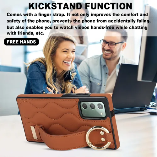 Vista 5 de Asuwish Funda de teléfono para Samsung Galaxy Note 20 5G con protector de pantalla y correa para la muñeca, soporte de pulsera, anillo de silicona