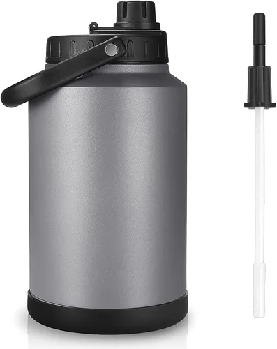 Vista 9 de Sursip Jarra de agua aislada de 1 galón, botella de agua grande de acero 128oz verde militar