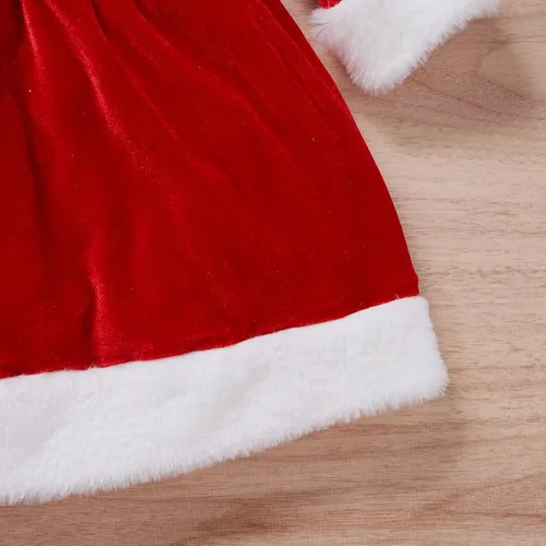 Vista 6 de Toddler Girl Christmas Dress for First Christmas Baby Girl Outfit Little Girls Santa Red Dresses with Hat 0-6 Years