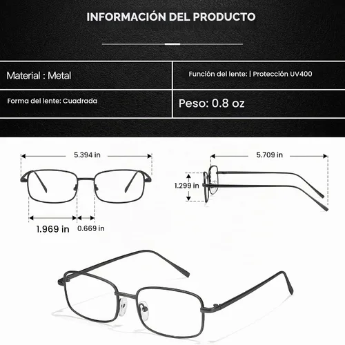 Vista 6 de SODQW Bayonetta Glasses Office-Siren Rectangle Blue Light Blocking Eyewear Marco negro