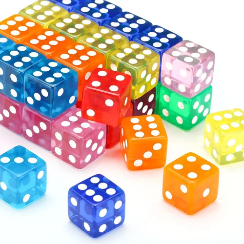 Vista 3 de GWHOLE Juego de 40 dados de 6 caras, 8 colores translúcidos para juegos de mesa y enseñanza de matemáticas