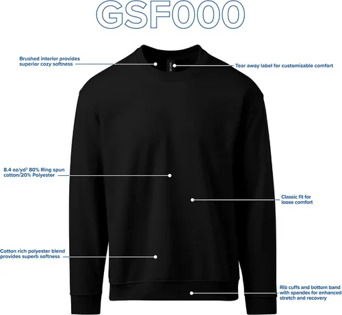 Vista 4 de Gildan Sudadera de cuello redondo Softstyle para adultos, estilo GSF000