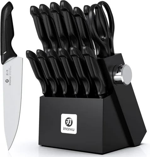 Vista 10 de imarku Juego de cuchillos de cocina de alta calidad, juego de cuchillos de chef japoneses afilados para cocina con afilador integrado, apto