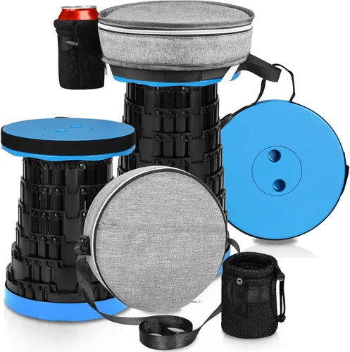 Vista 8 de Taburete plegable, mejorado con 3 toboganes, capacidad de carga de 600 libras, taburete plegable para campamento con bolsa de transporte 3 en 1