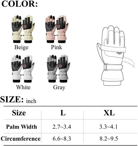 Vista 6 de Guantes de nieve de esquí de invierno para hombres, mujeres, jóvenes Guantes de calentamiento de manos impermeables para pantalla táctil y clima