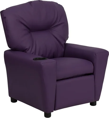 Vista 29 de Flash Furniture Chandler LeatherSoft - Silla reclinable para niños con portavasos y reclinable de seguridad, silla reclinable contemporánea