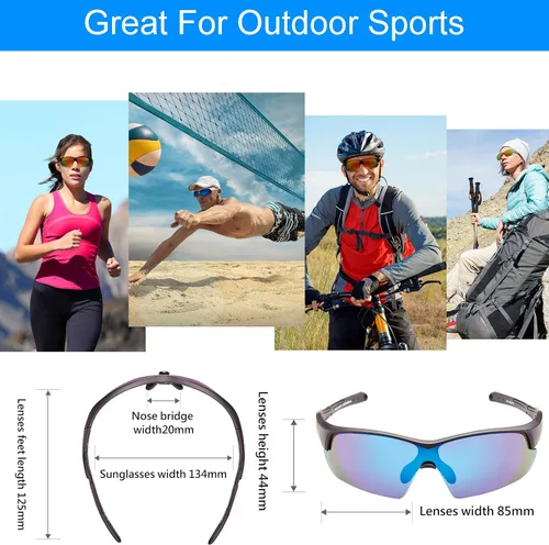 Vista 7 de POLARS DESIGN Deportes al aire libre Polarizado envoltura alrededor de Ciclismo Gafas de sol para hombres y mujeres TR90 Marco UV Protección