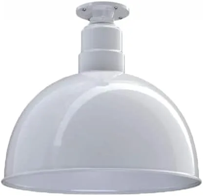 Vista 53 de Steel Lighting Co. Colgante de cuenco rosa Lámpara montada en el techo Cúpula de 15 pulgadas vástago de 12 pulgadas Estilo granero de acero