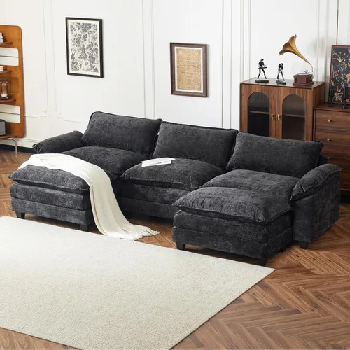 Vista 34 de VINGLI Silla Individual Mediana Negra en Nube con Otomana