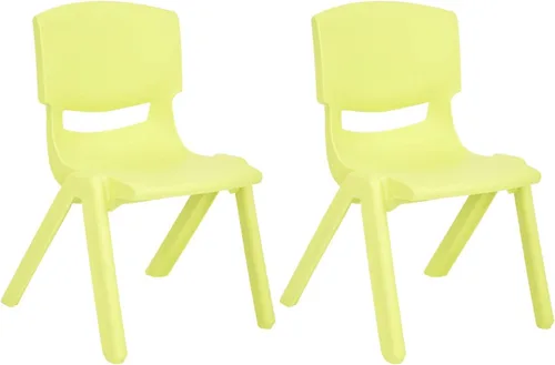 Vista 10 de JOON Paquete de 2 sillas apilables de plástico para niños, 20.8 x 12.5 pulgadas, los juegos de sillas perfectos para salas de juegos, escuelas
