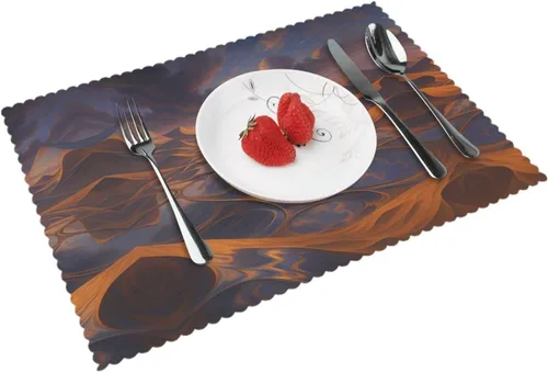 Vista 16 de Rectangular Placemats Set of 4, Heat Resistant Liquid Metal Printed Kitchen Dining Table Mats