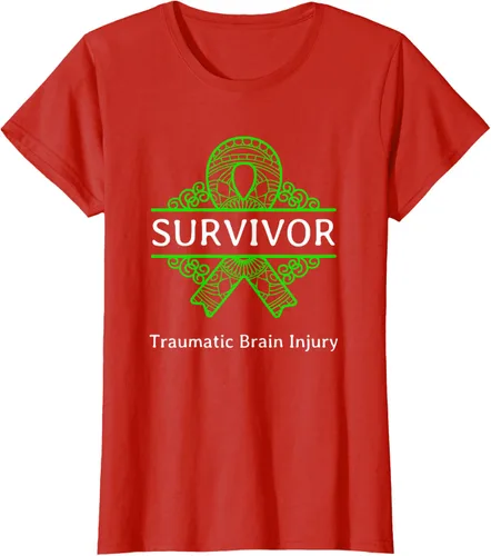 Vista 39 de Camiseta de concientización traumática con cinta verde para supervivientes de lesiones cerebrales, Negro, S