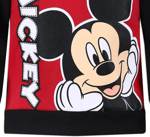 Vista 7 de Disney Boy's Mickey Mouse Half Zip Pullover Fashion Hoodie, BlackRedBlue