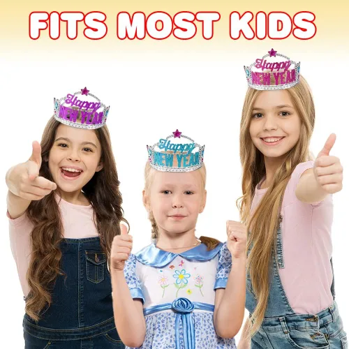Vista 4 de ArtCreativity Tiaras de Año Nuevo, juego de 12, accesorios de Nochevieja para niños y adultos, decoraciones de Año Nuevo, recuerdos de fiesta