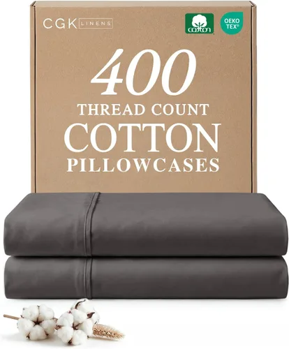 Vista 16 de Juego de 2 fundas de almohada 100 % algodón de 400 hilos, sin arrugas ni decoloración, protectores lavables a máquina, ropa de cama de hotel