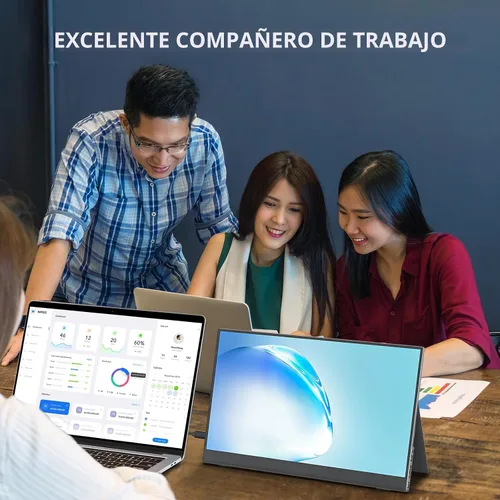 Vista 7 de cocopar Monitor portátil de 15.6 pulgadas 1080P FHD 60Hz 85% sRGB Monitor de viaje con altavoz HDMI USB-C segunda pantalla para computadora portátil