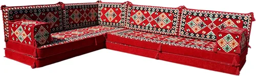 Vista 46 de arabicsofa Juego de asientos Jalsa en forma de L – Majlis árabe hecho a mano con almohadas de respaldo