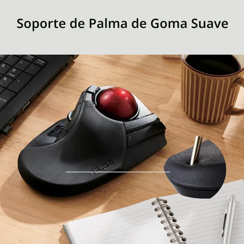 Vista 6 de ELECOM HUGE Trackball, USB inalámbrico de 2.4GHz, control con el dedo índice, personalizable con 8 botones, gran reposa muñecas suave, bola de 52mm