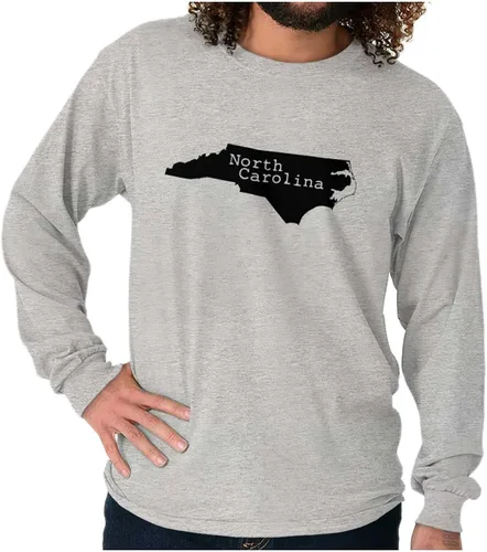 Vista 7 de North Carolina State Map Shape Souvenir NC Camiseta de manga larga para hombres y mujeres
