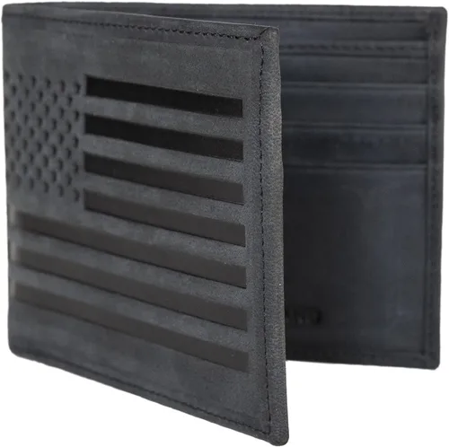 Vista 4 de Lucky Brand Bandera de cuero para hombre en relieve RFID Bifold
