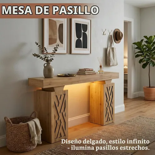 Vista 7 de Mesa consola de 63 pulgadas con luces LED RGB y estación de carga