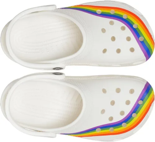 Vista 6 de Crocs 208106-94S-M2W4 - Zuecos clásicos de tinte arcoíris, blanco/multicolor, 6 mujer/4 hombres