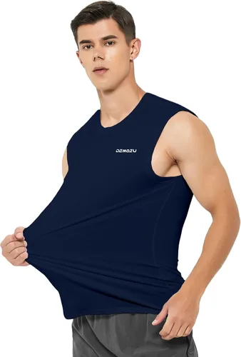 Vista 2 de DEMOZU Camiseta de natación sin mangas para hombre de secado rápido atlética correr gimnasio playa camiseta sin mangas grande y alta