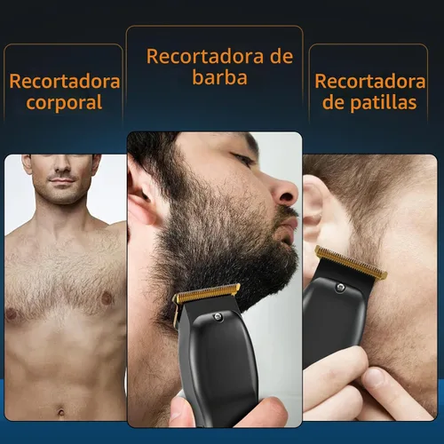 Vista 7 de Recortador de Barba Elehomyou para Hombres - Recortadores de Pelo y Navaja Recargables para Hombres, Cortapelos Inalámbrico para Rostro, Cuello