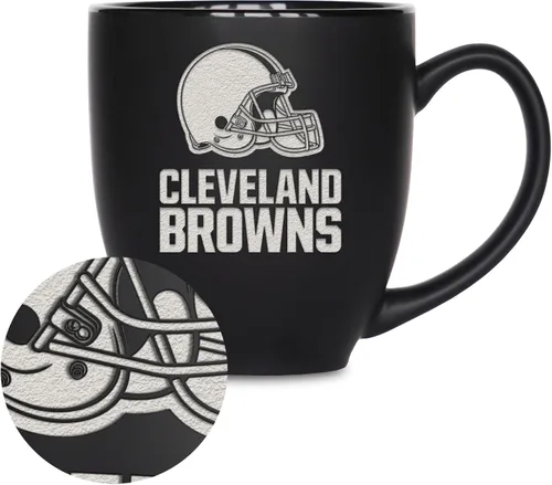 Vista 7 de Rico Industries Taza Bistro Mate Negra de Fútbol Americano NFL de 15 onzas - Para Bebidas Calientes o Frías - Logotipo del Equipo Grabado para una
