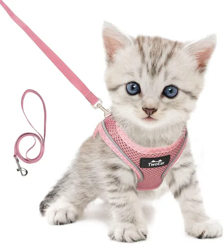 Vista 12 de TwoEar Arnés de gato a prueba de escape, suave chaleco ajustable para perro, de malla transpirable, chaqueta reflectante de fácil control para Negro