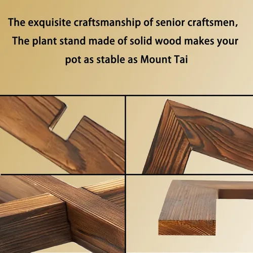 Vista 5 de Soporte para plantas de interior, soporte de madera para macetas, adecuado para macetas de 5 a 12 pulgadas, hogar y jardín (color madera, 1 unidad)